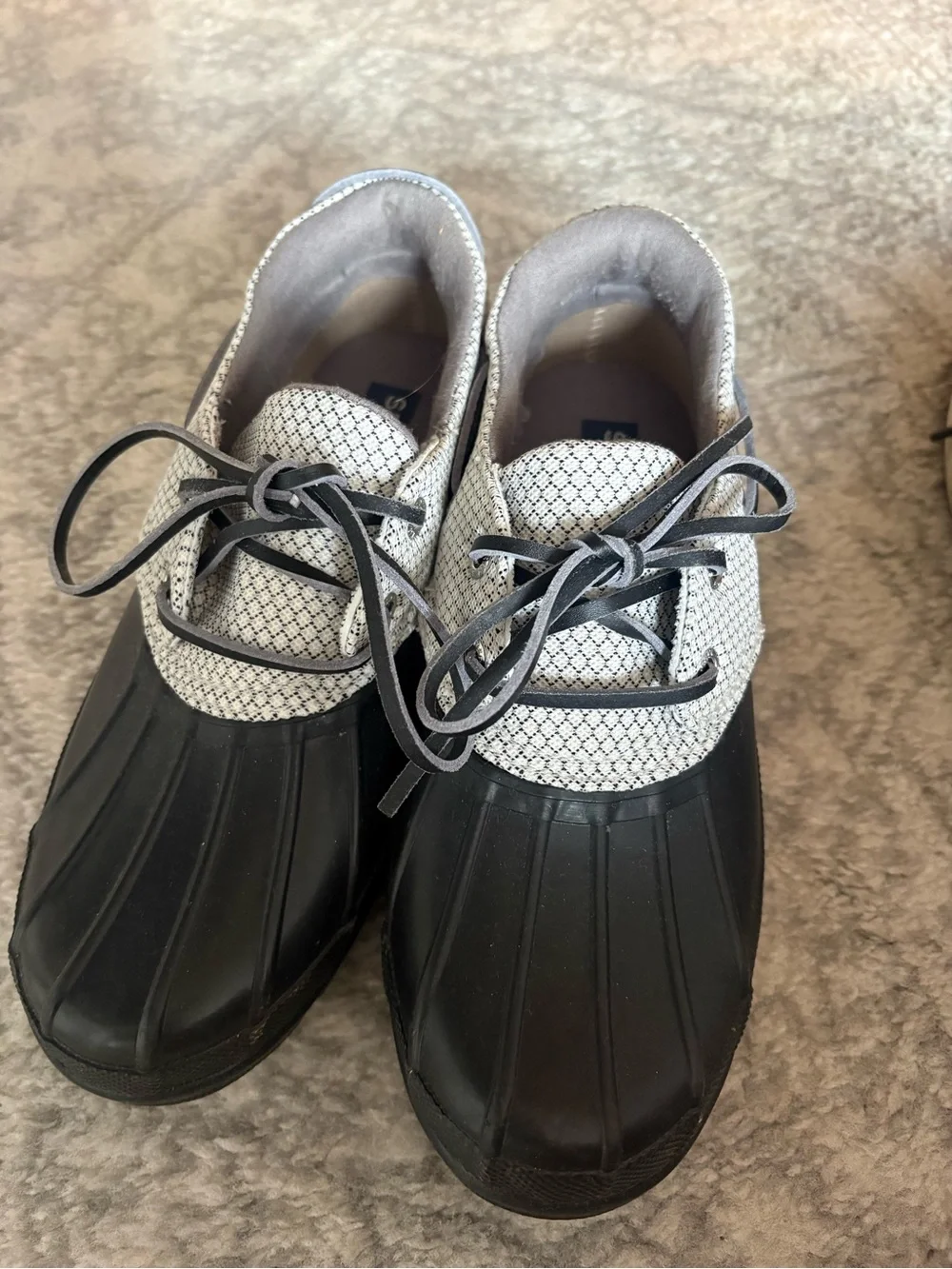 Sperry Black and White Waterproof Duck Boots